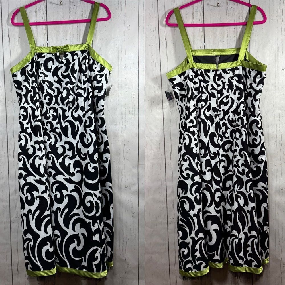 Signature By Robbie Bee Black White Midi Dress Size 18W Plus Size Classic Grunge